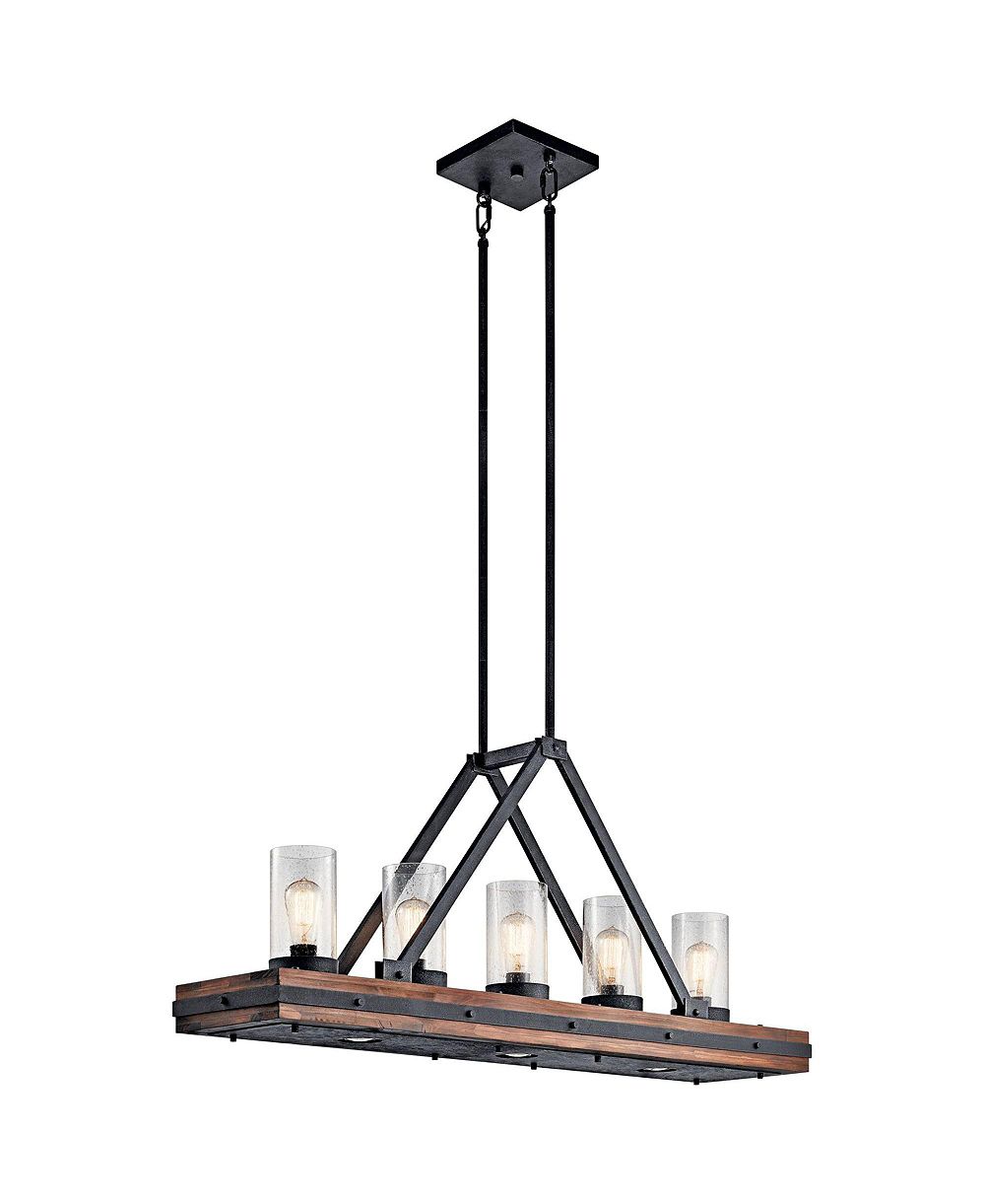 Подвесной светильник Kichler Colerne 46 1/2" Wide Black Auburn Wood 5-Light Island
