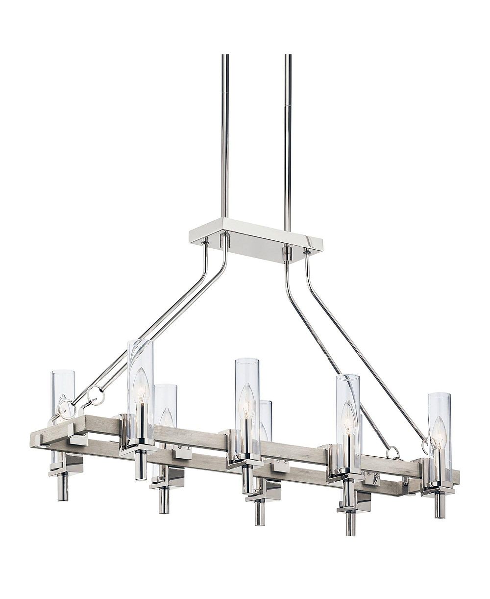 Люстра Kichler Telan 36" White Washed Wood Kitchen Island Light Chandelier