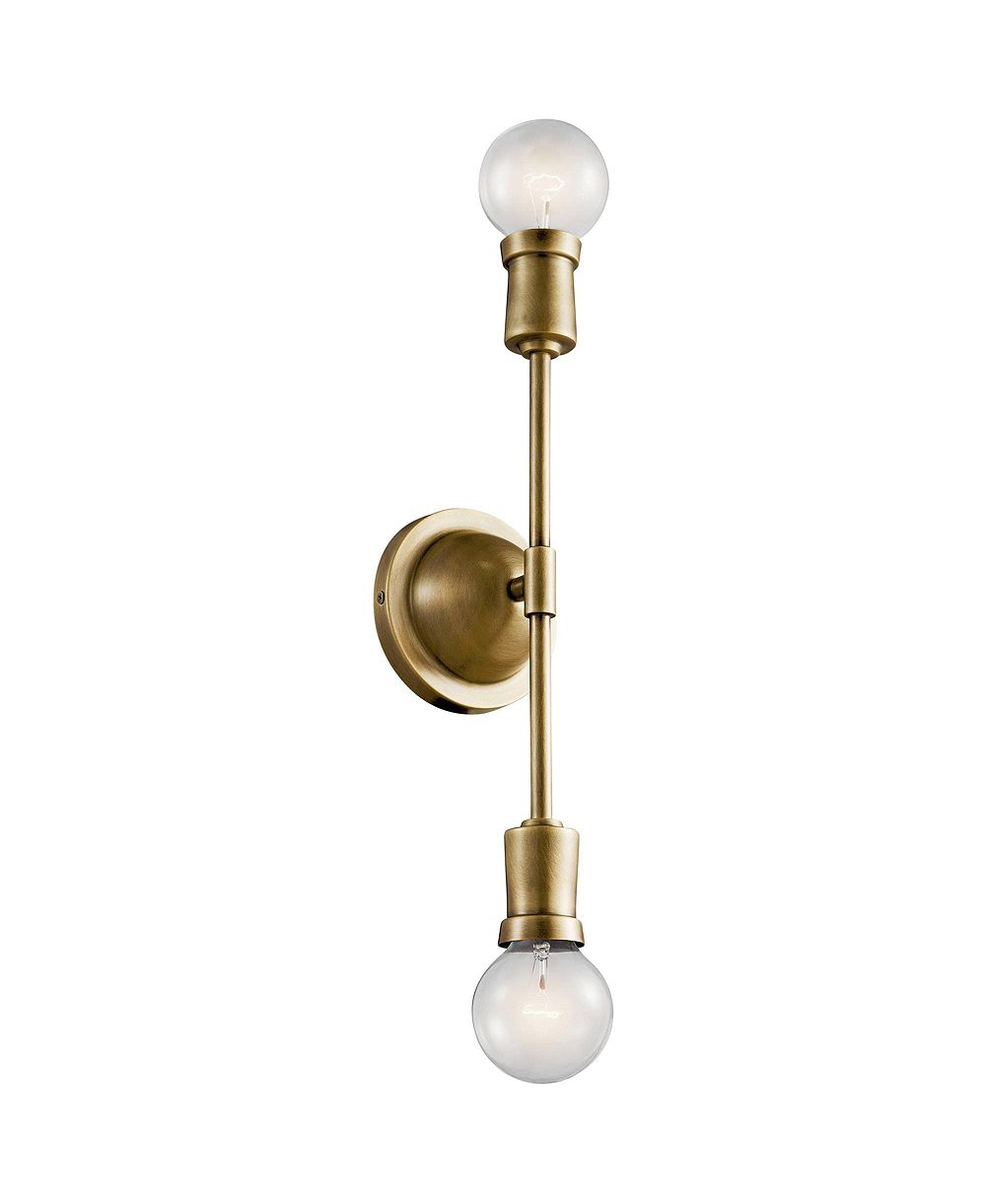 Kichler Armstrong 16 3/4" Настенный светильник 2-ламповый Natural Brass
