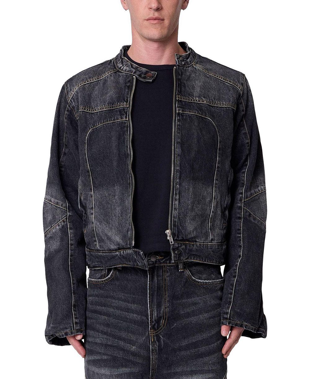 mnml Men's Panelled Moto Denim Jacket