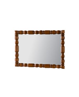 BUSDAYS Vintage Wooden Carved Wall Mirror Decorative Column Frame for Living Room Entryway Retro Decor