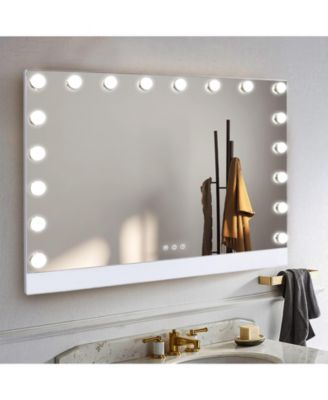 BUSDAYS 31.5 x 22.8 Inch Selfie Remote Control Vanity Mirror with Lights Ultrathin Hollywood 18 LED Bulbs Magnet Phone Holder Tabletop Wall Mount