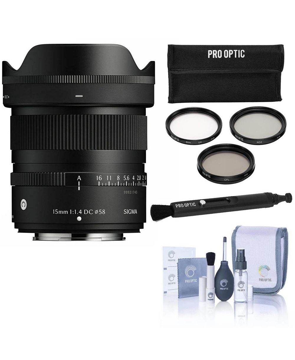 Sigma 15mm f/1.4 DC Contemporary Wide-Angle Lens with Cleaning Accessories for Fujifilm X