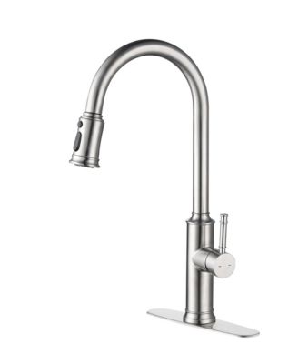 Single Handle Stainless Steel Pull-Out Kitchen Faucet with 3-Mode Sprayer and 360degree(s) Swivel Spout