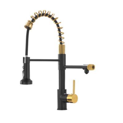 Single Handle Pull-Down Kitchen Faucet with Independent Drinking Water Outlet, Spring Sprayer, Brass Construction