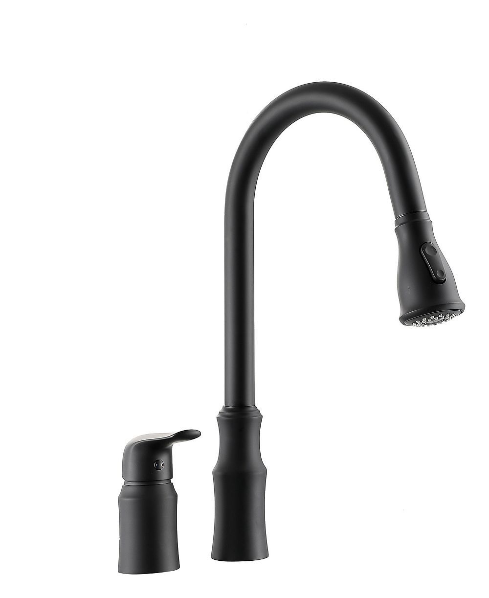Two-Hole Stainless Steel Pull-Down Kitchen Faucet with Separate Single Handle, 2-Mode Sprayer and 360degree(s) Swivel Spout
