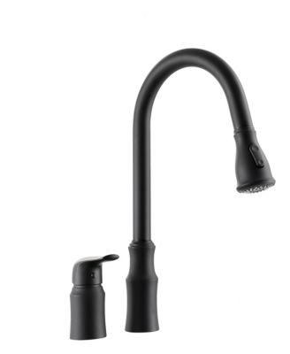 Two-Hole Stainless Steel Pull-Down Kitchen Faucet with Separate Single Handle, 2-Mode Sprayer and 360degree(s) Swivel Spout