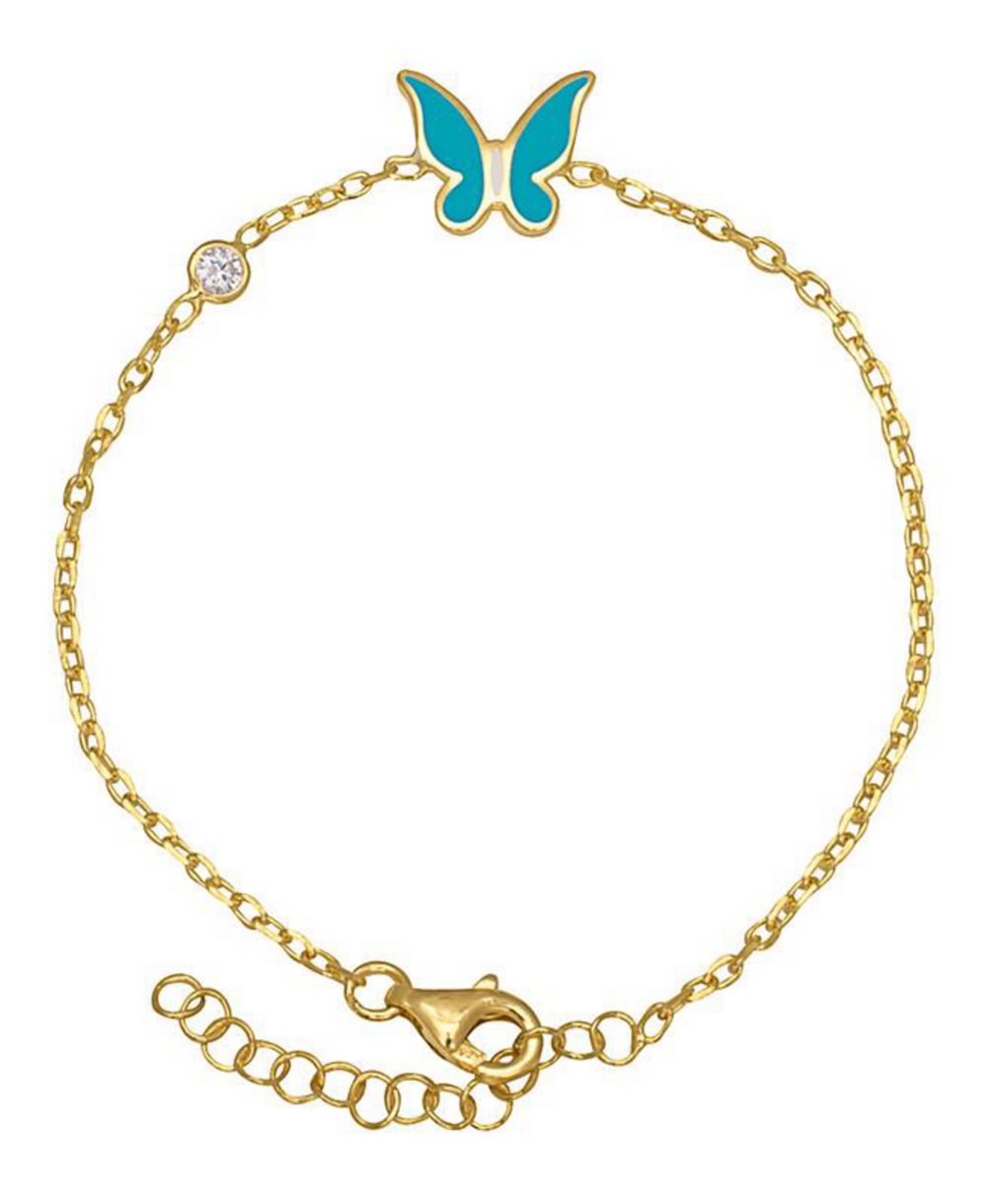 Женский браслет Lily Nily с бабочкой и фианитами, цепочка с заклепками, 14K