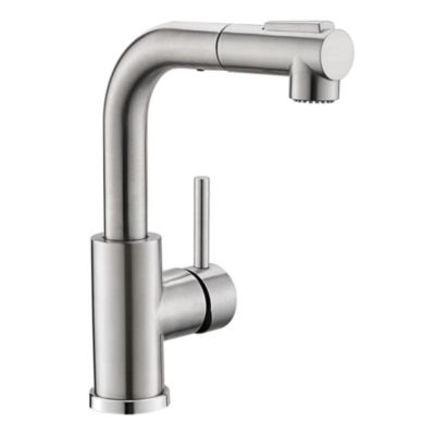 Single Handle Stainless Steel Pull-Out Kitchen Faucet with 2 Water Modes and 360degree(s) Swivel Spout