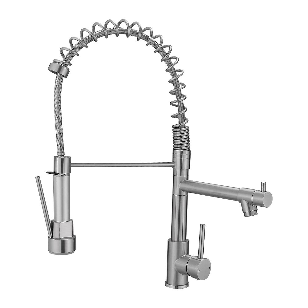 Single Handle Stainless Steel Kitchen Faucet with Pull-Down Sprayer, 2-Mode Sprayer and 360degree(s) Rotation