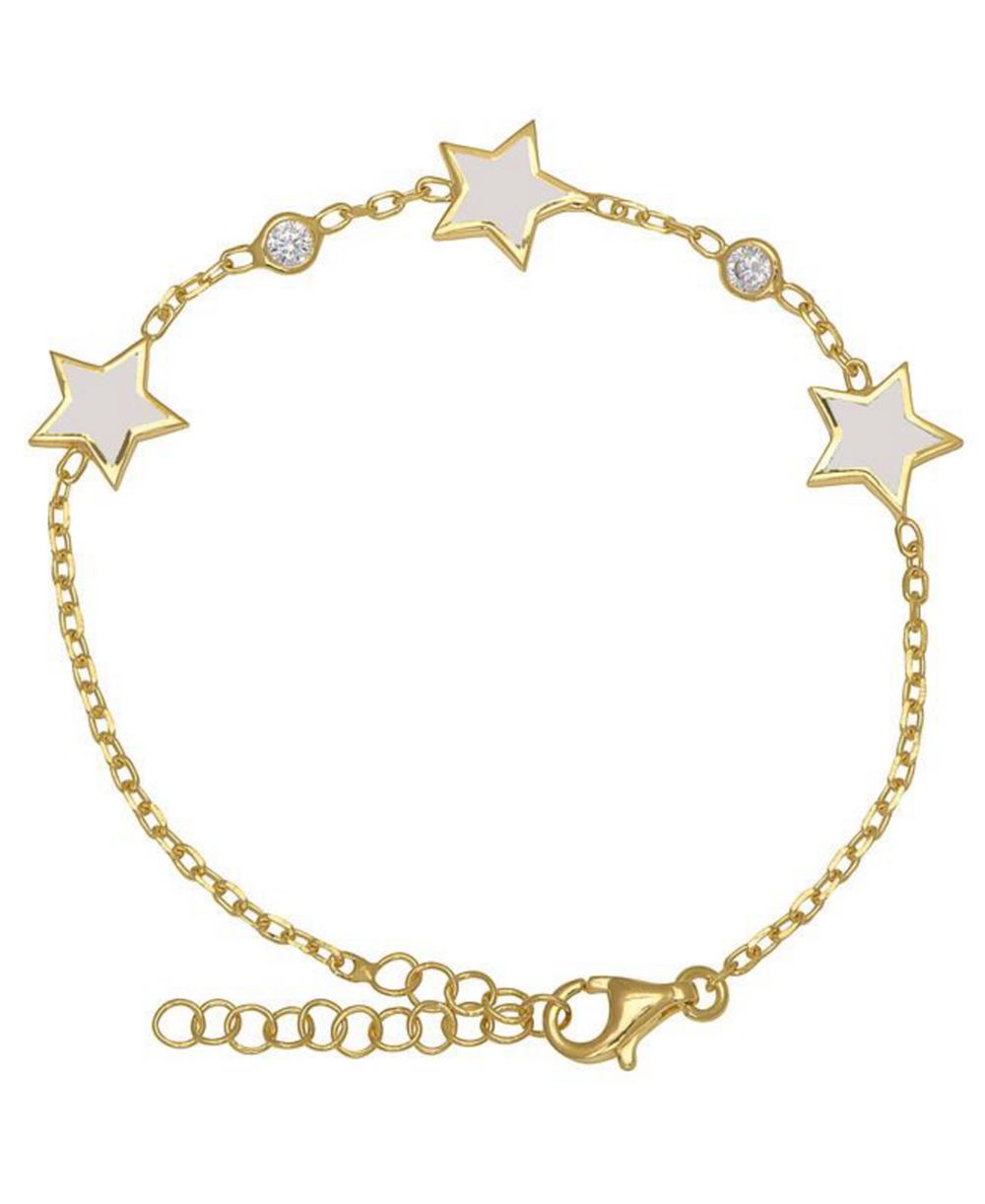 Lily Nily браслет-цепочка с звездами и фианитами в оправе, 14K