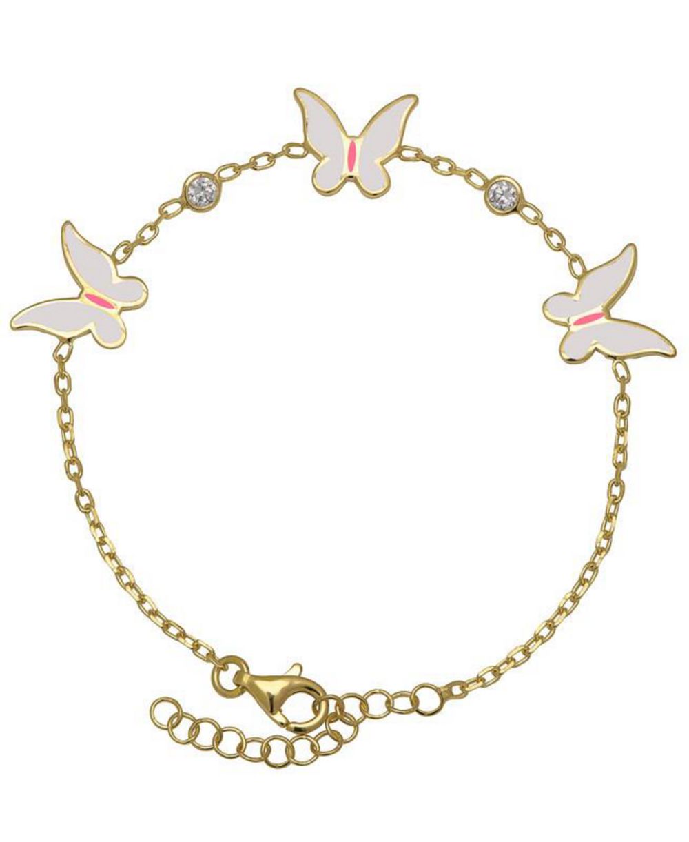Браслет Lily Nily Girls Enamel Butterflies and Cubic Zirconia Bezel Station Chain Link 14K