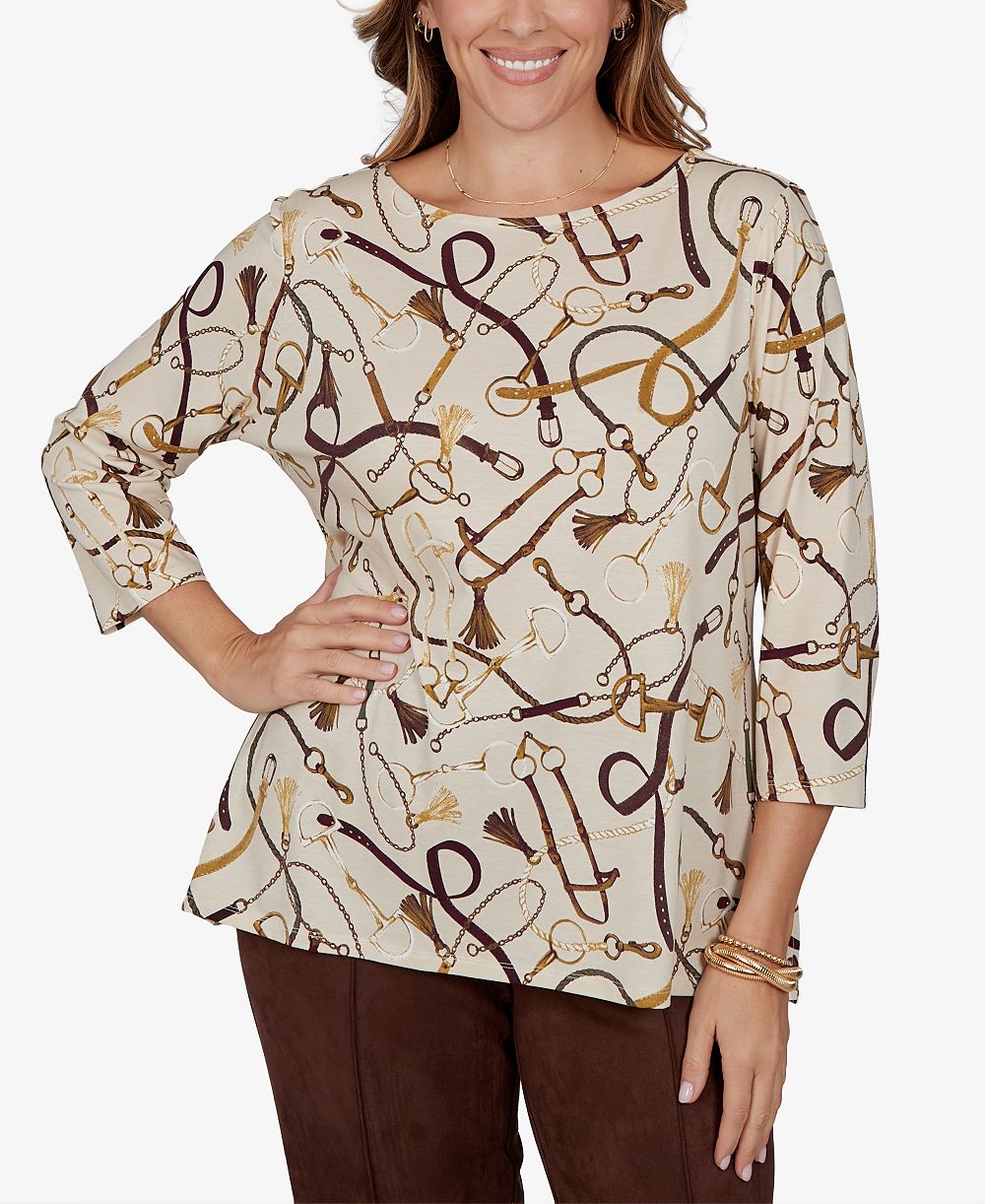 Ruby Rd. Женский топ Plus Size с воротником лодочкой и рукавом 3/4