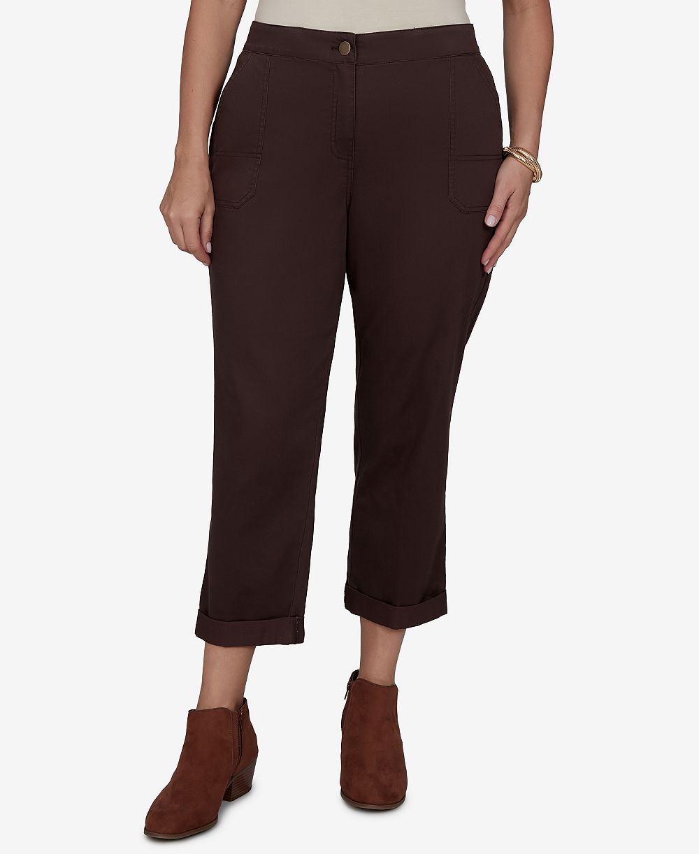 Ruby Rd. Plus Size Брюки Enzyme Wash Straight Cropped