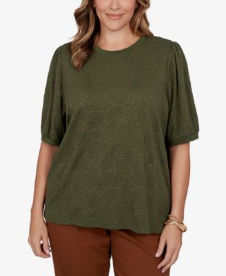 Ruby Rd. Plus Size Rosette Floral Side-Slit T-Shirt