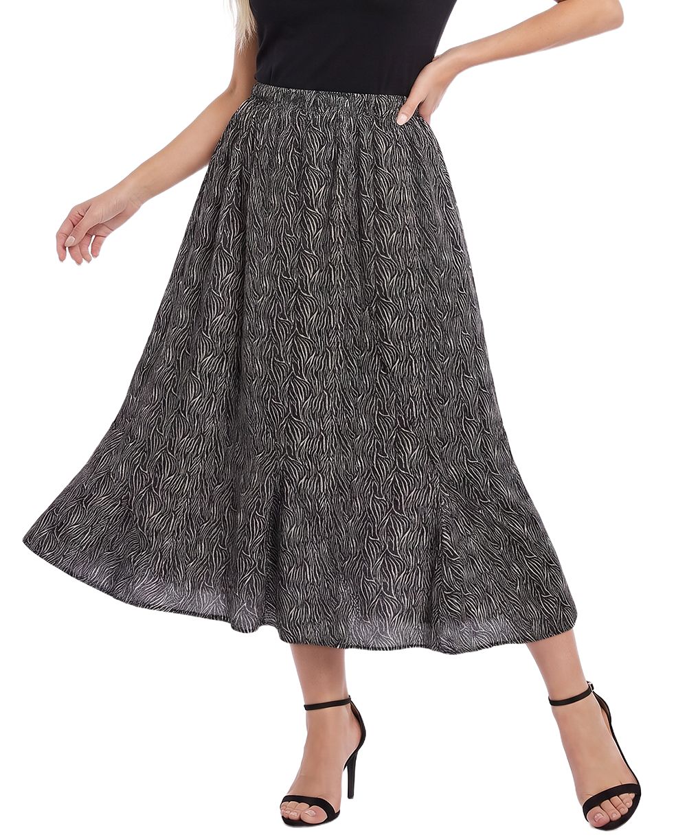 NY Collection Petite High-Waisted Midi A-Line Skirt