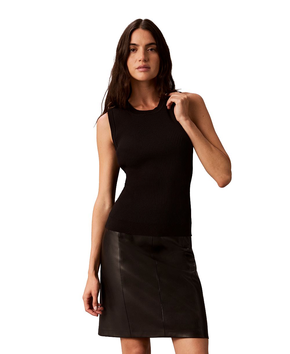 Calvin Klein Women's Petite Ribbed Sleeveless Tank Sweater