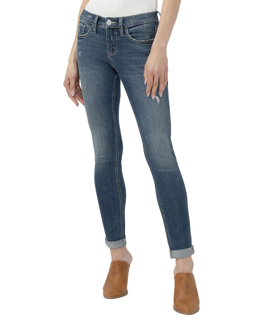 Silver Jeans Co. Женские джинсы Girlfriend с средней посадкой и зауженным кроем