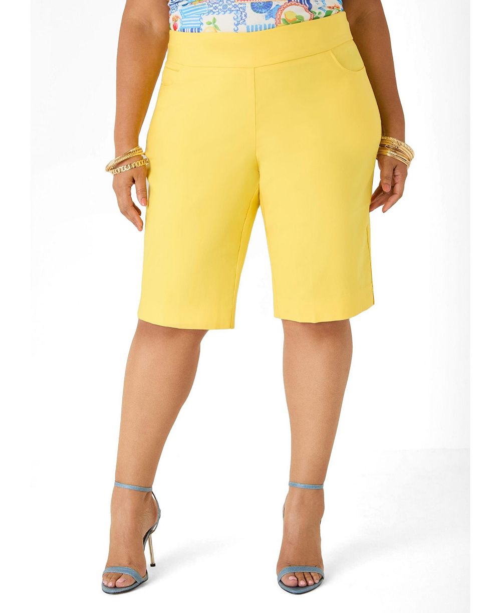 Ashley Stewart Plus Size Millennium Stretch-Twill Pull-On Bermuda Shorts, 13" Inseam