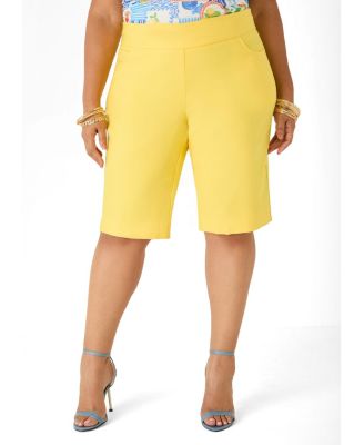 Ashley Stewart Plus Size Millennium Stretch-Twill Pull-On Bermuda Shorts, 13" Inseam