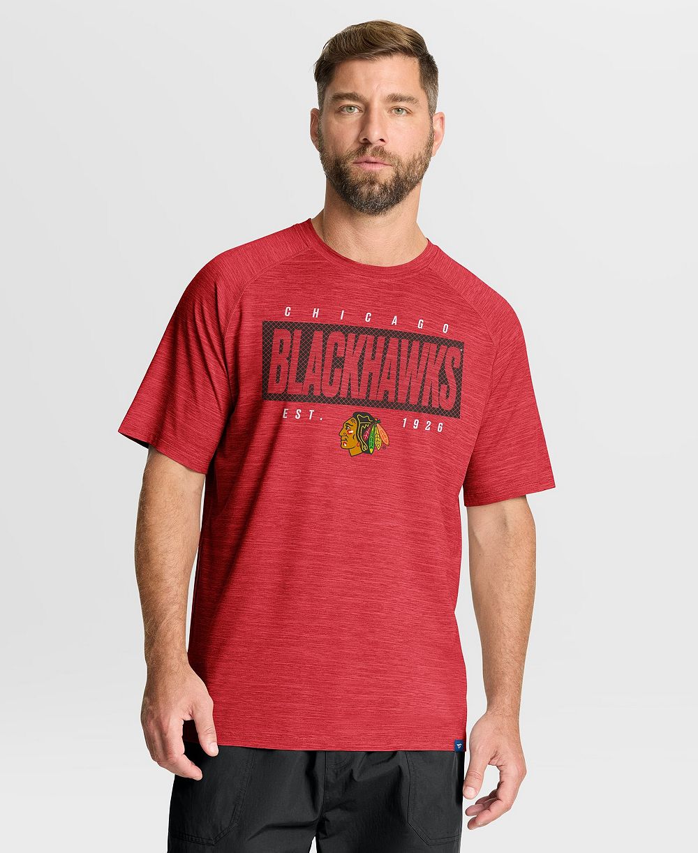 Fanatics мужская футболка с длинным рукавом реглан Heather Red с логотипом Chicago Blackhawks
