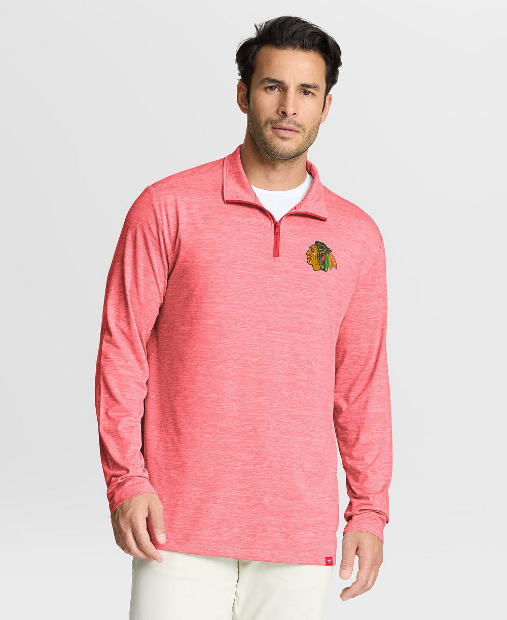 Fanatics мужской потайной пуловер с укороченной молнией из полиэстера Heather Red Chicago Blackhawks Clutch Boarding