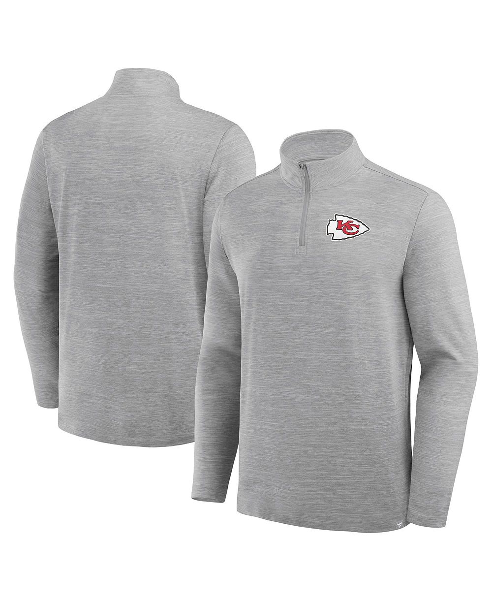 Fanatics мужской свитшот с четвертьзастежкой Heather Gray Kansas City Chiefs Clutch Quarter-Zip Pullover