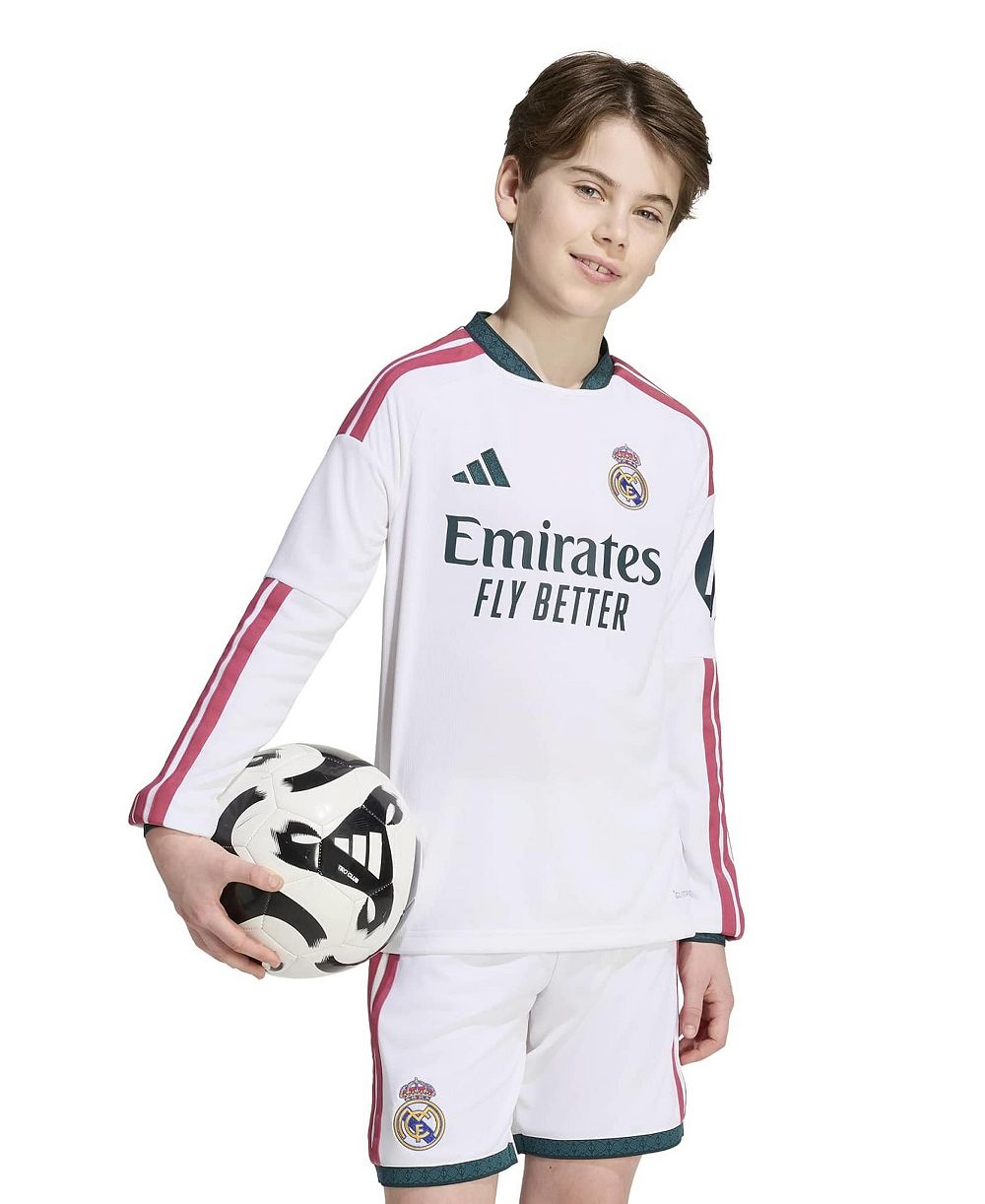 Adidas Big Boys and Girls White Real Madrid 2026/27 Home Replica Long Sleeve Jersey
