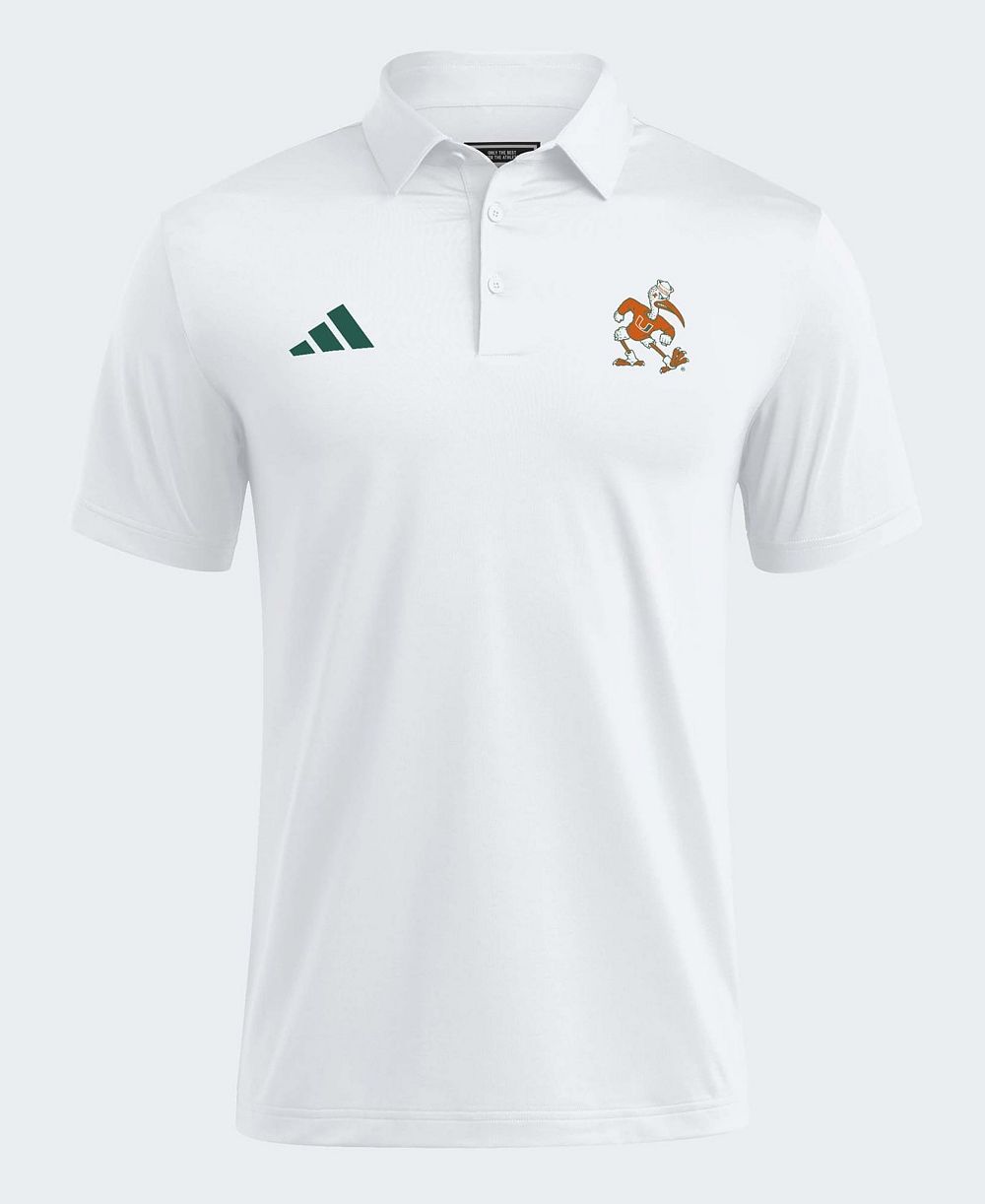 adidas Men's White Miami Hurricanes Ultimate 365 Solid Polo Shirt