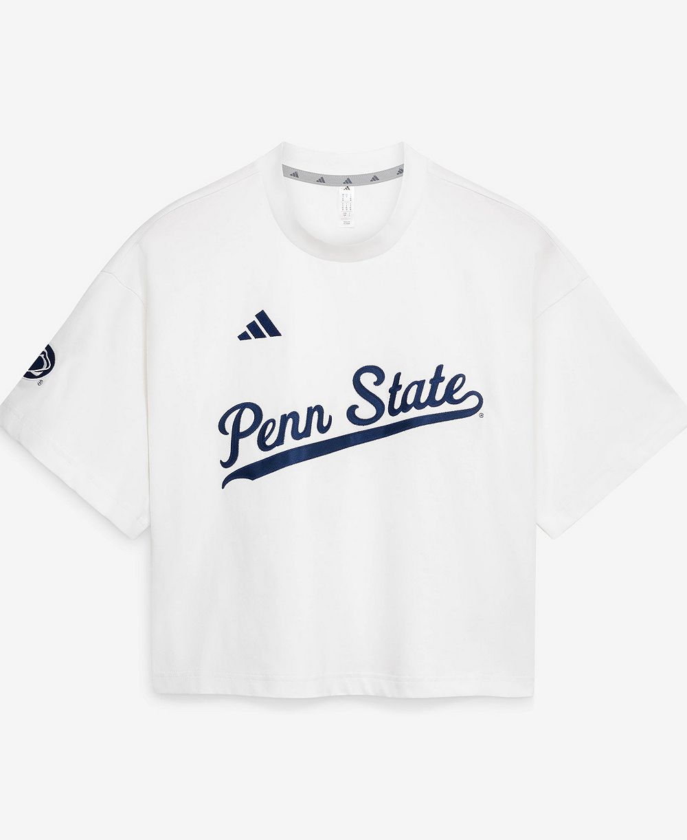 adidas Women's White Penn State Nittany Lions Cropped Baseball Fashion Jersey