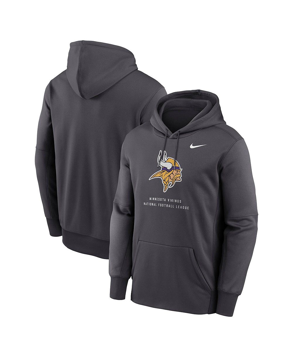 Nike Мужская угольная толстовка с капюшоном Minnesota Vikings Toss Sweep Therma-FIT