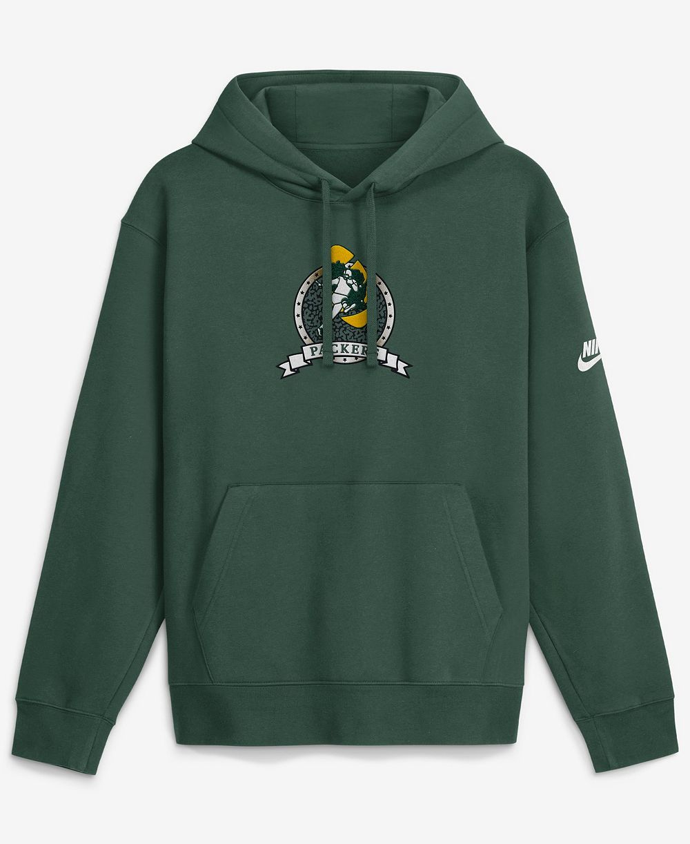 Мужское флисовое худи Nike Green Bay Packers Short Pass Rewind Club