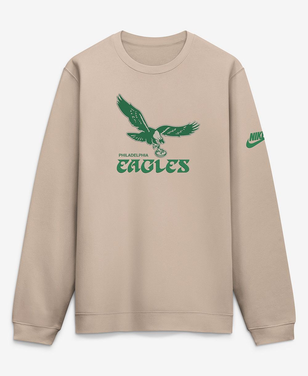 Nike мужская толстовка Philadelphia Eagles I-Formation Rewind Club Crew, песочного цвета