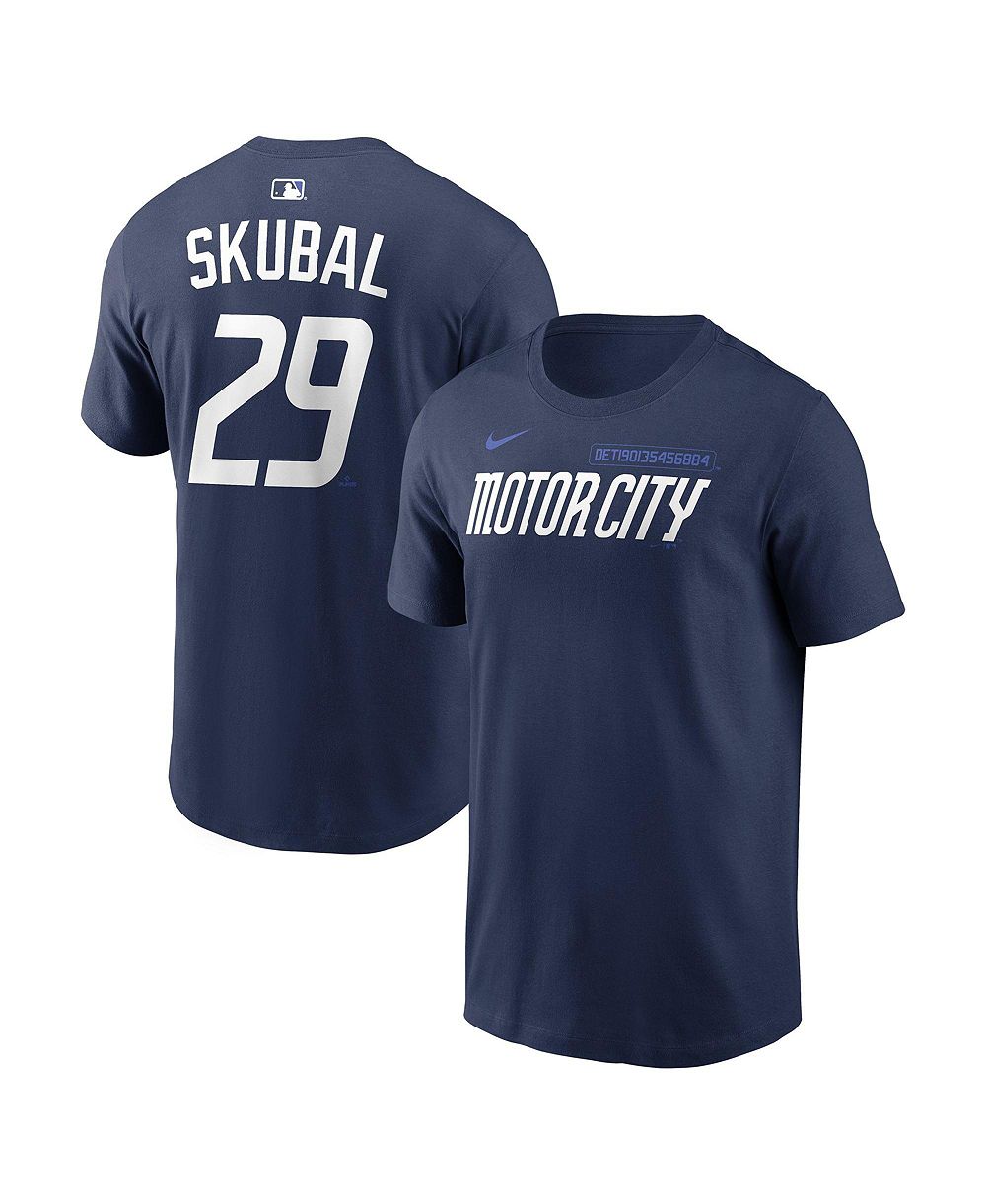 Nike мужская футболка Navy Detroit Tigers City Connect с именем и номером Калита Скубаля
