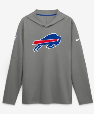 Nike Men's Gray Buffalo Bills Tall Sideline Place Kicker Alternate Lightweight Hooded Long Sleeve Dri-FIT Top