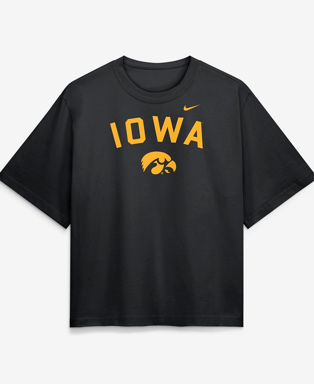Nike Women's Black Iowa Hawkeyes Arch Logo Boxy T-Shirt