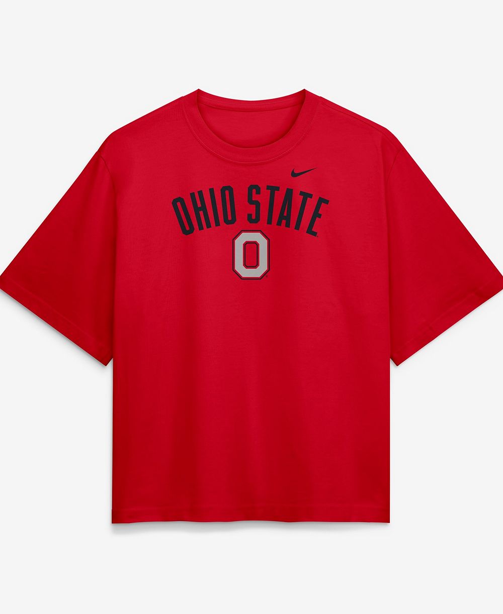 Nike Women's Scarlet Ohio State Buckeyes Arch Logo Boxy T-Shirt
