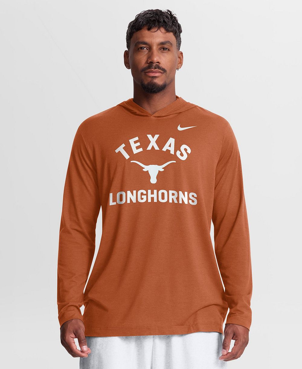Nike Men's Texas Orange Texas Longhorns Primetime Arch Tri-Blend Dri-FIT Long Sleeve Hooded T-Shirt