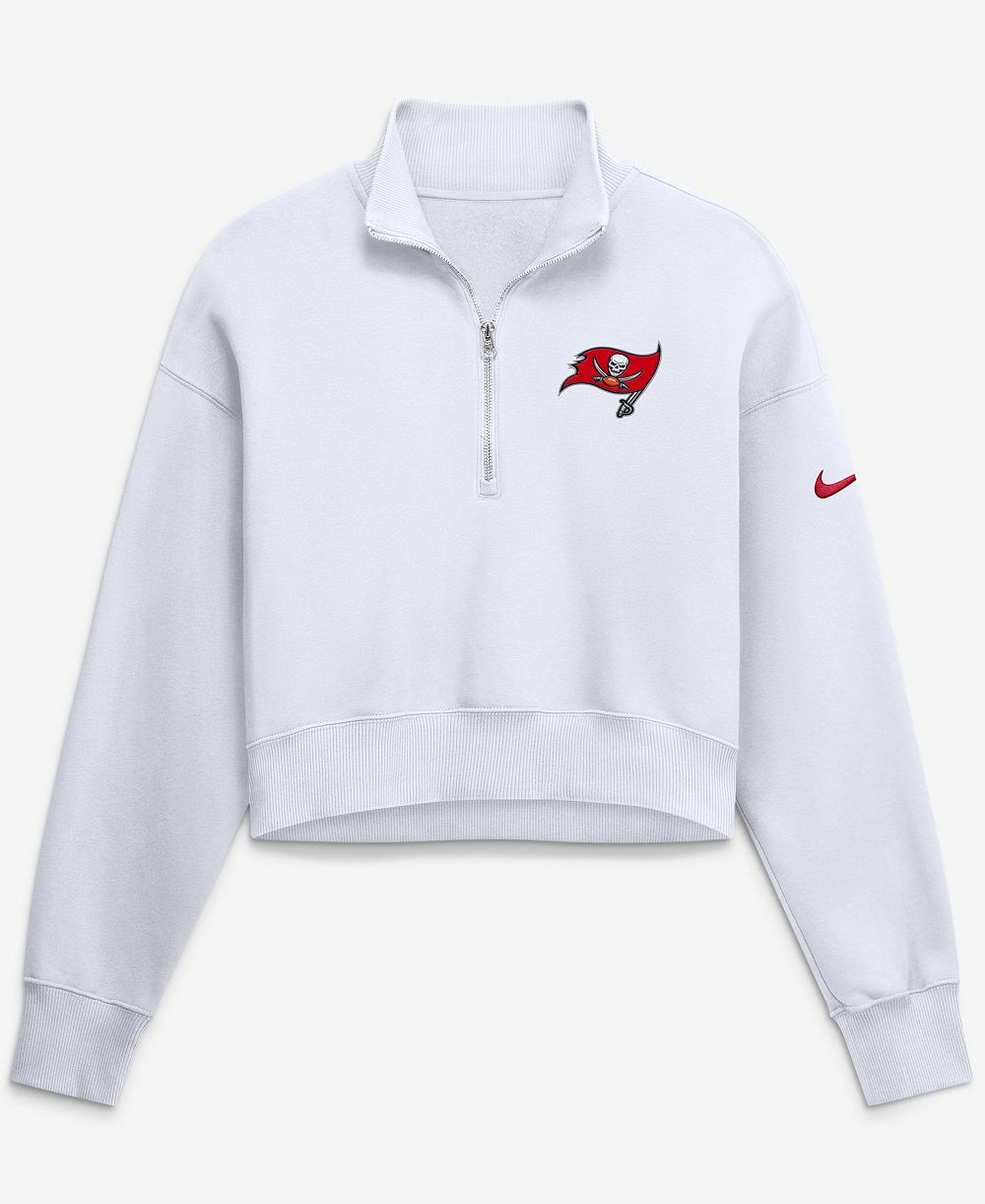 Nike Women's White Tampa Bay Buccaneers Oversized Phoenix Fleece Cropped Quarter-Zip Sweatshirt