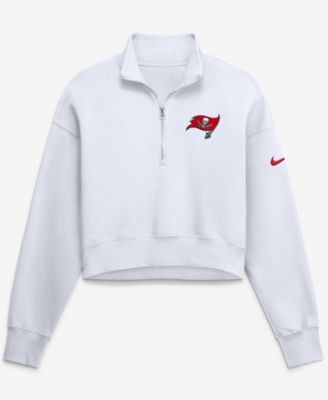 Nike Women's White Tampa Bay Buccaneers Oversized Phoenix Fleece Cropped Quarter-Zip Sweatshirt