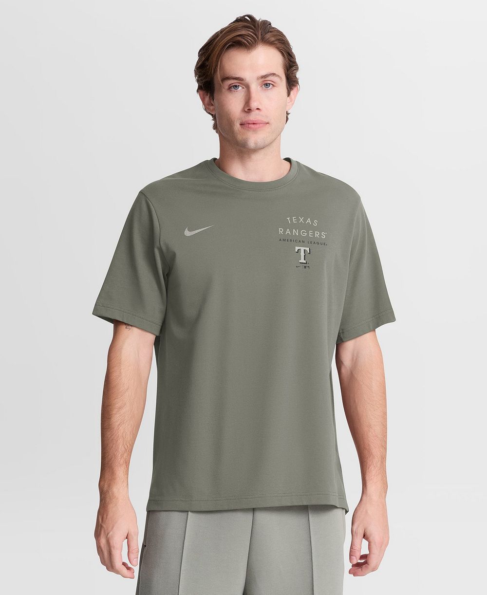 Мужская футболка Dri-FIT с логотипом Texas Rangers оливкового цвета, Nike