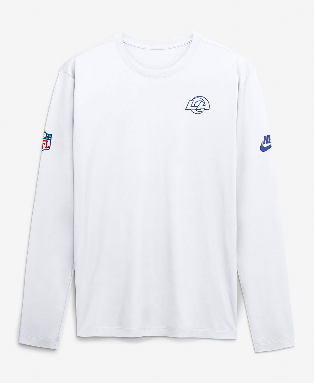 Nike Men's Los Angeles Rams Fearsome White Legend Small Logo Dri-FIT Long Sleeve T-Shirt