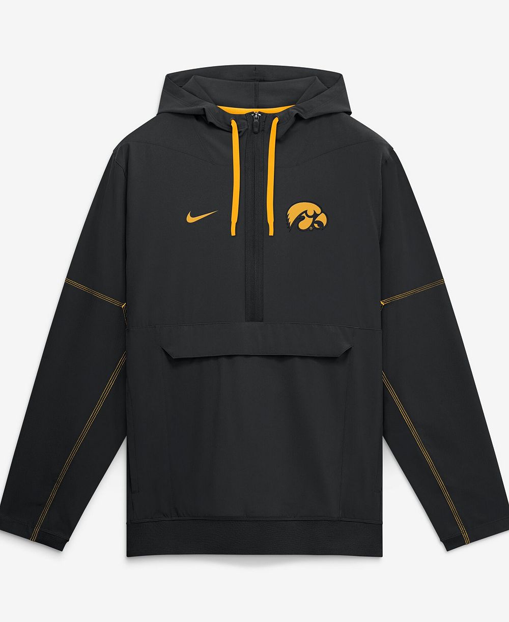 Nike Men's Black Iowa Hawkeyes 2026 Sideline Anorak Half-Zip Hoodie