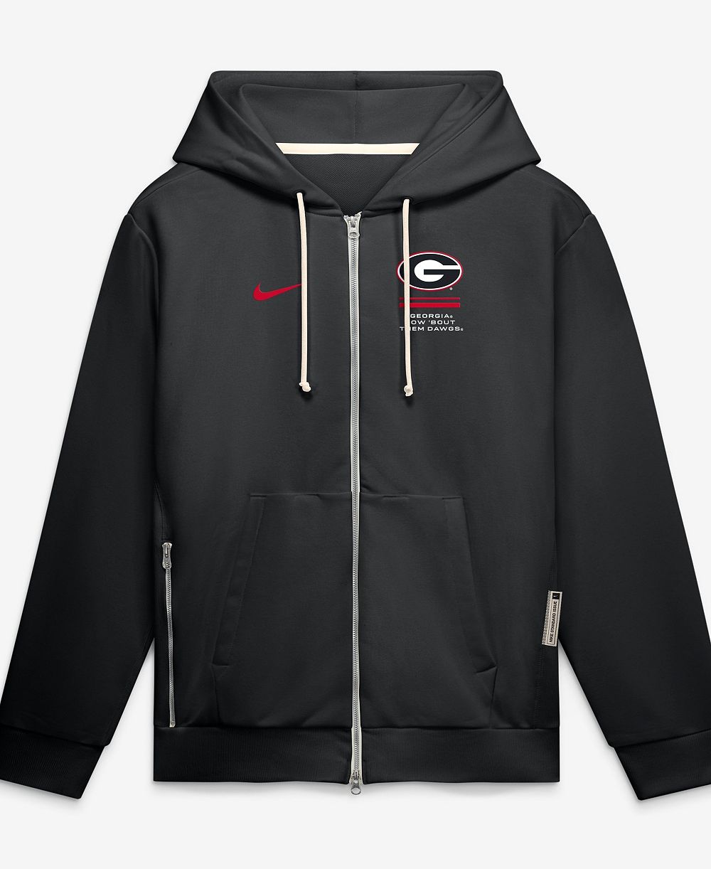Nike Мужской худи Georgia Bulldogs 2026 Sideline Standard Issue Dri-FIT с полной застежкой-молнией, черный цвет