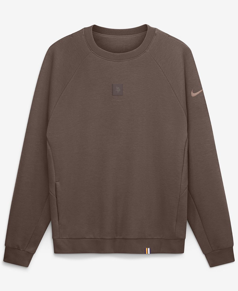 Nike мужской коричневый миннесота викингс полный защита dri-fit основная толстовка