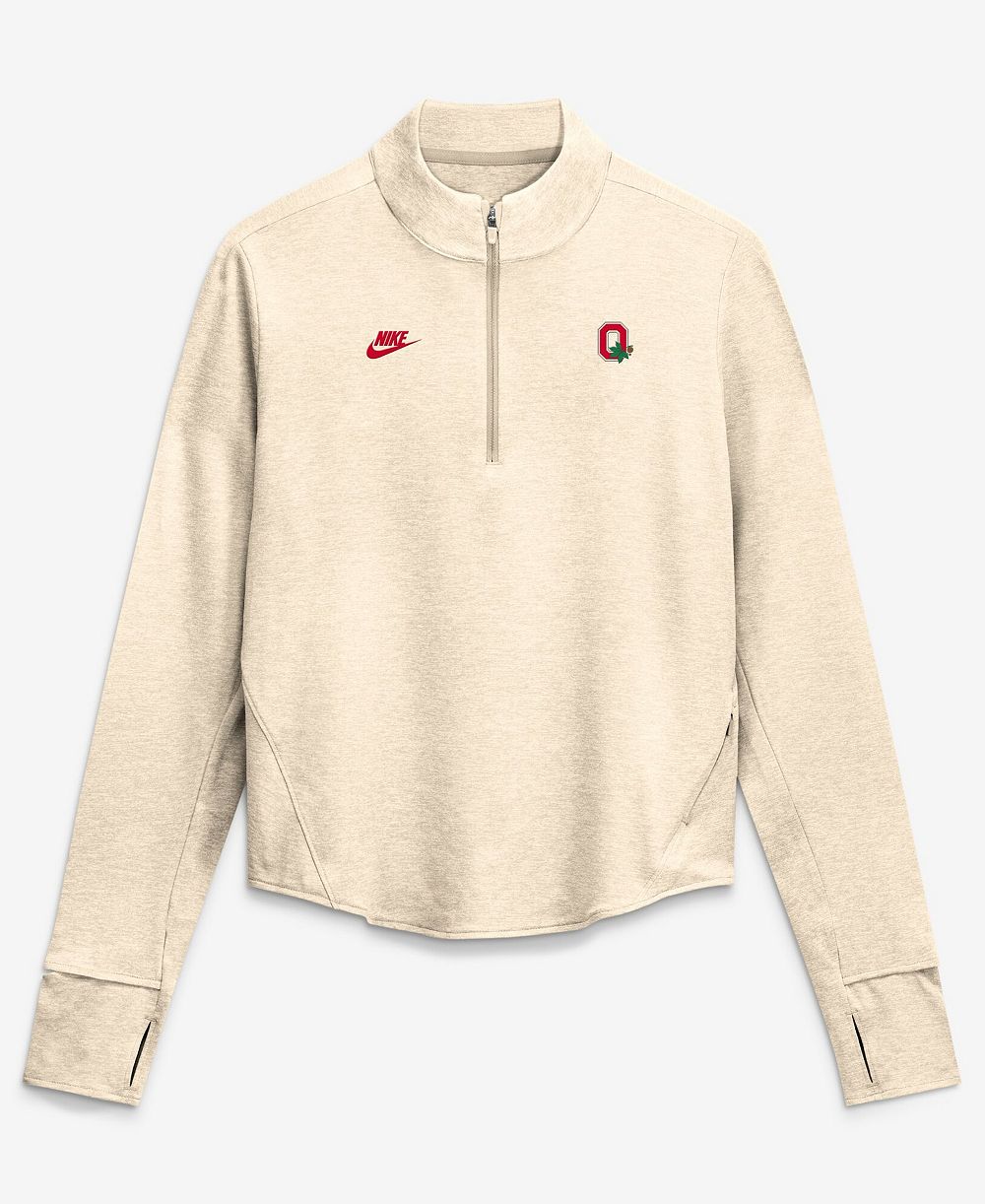 Nike Женская натуральная толстовка Ohio State Buckeyes Legacy Swift Dri-FIT Half-Zip Pullover Sweatshirt