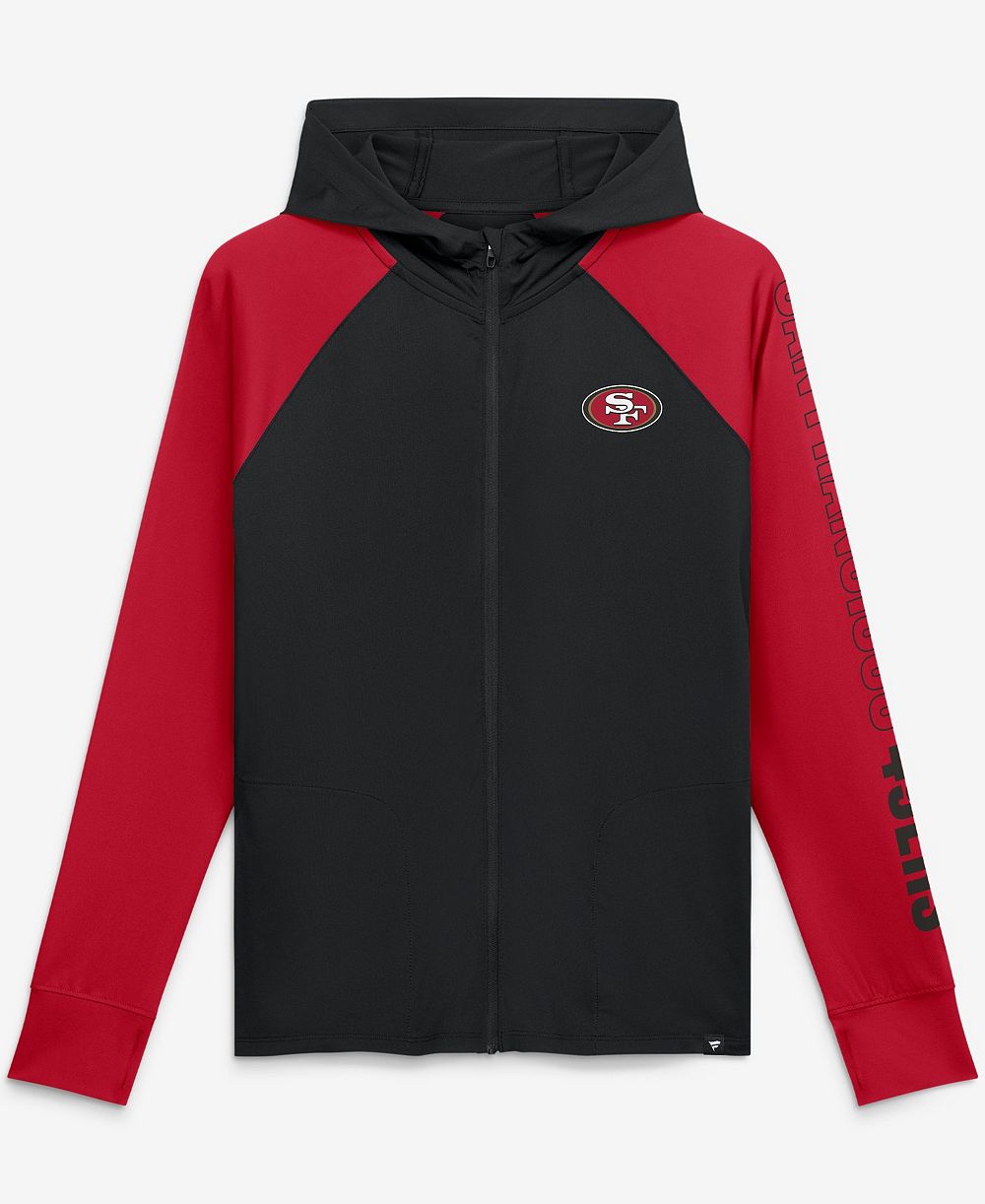 Fanatics Women's Black/Scarlet San Francisco 49ers Cornerback Blitz Raglan Full-Zip Hoodie