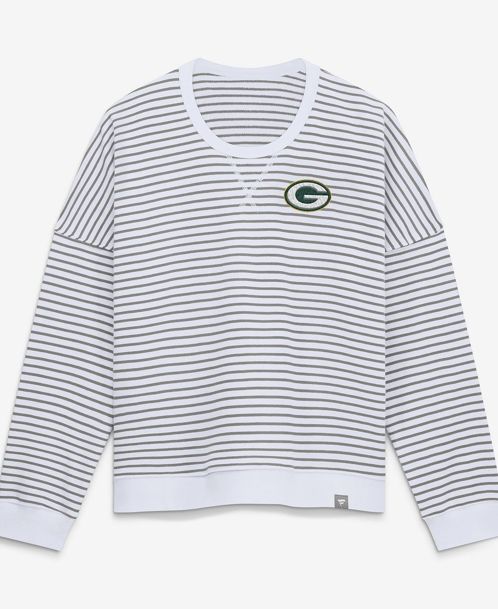 Женский оверсайз-свитшот из французской махры в полоску Green Bay Packers, бело-серый