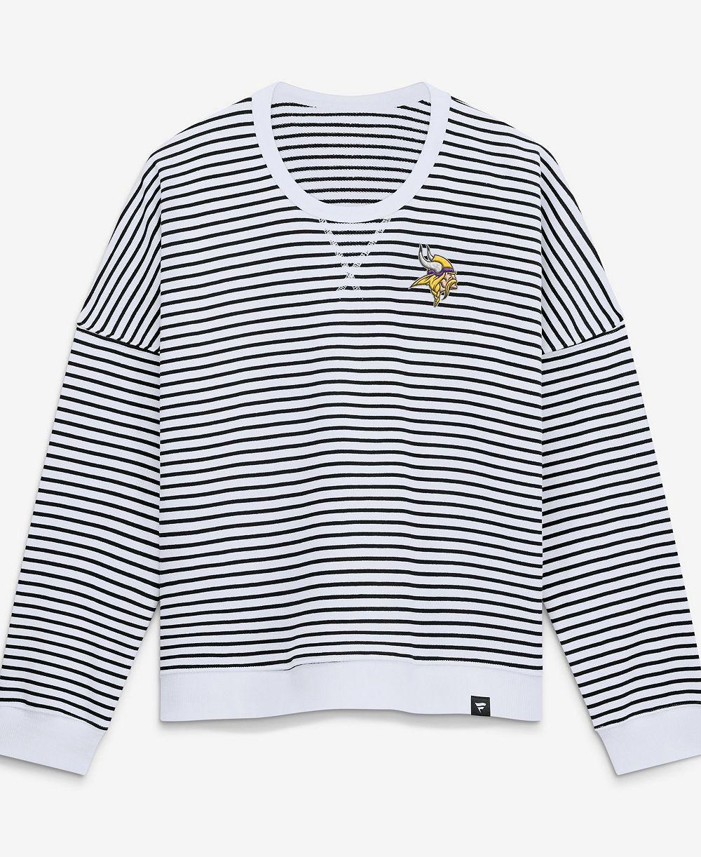 Fanatics женская свитшот из французской махры с широким рукавом в полоску White/Black Minnesota Vikings