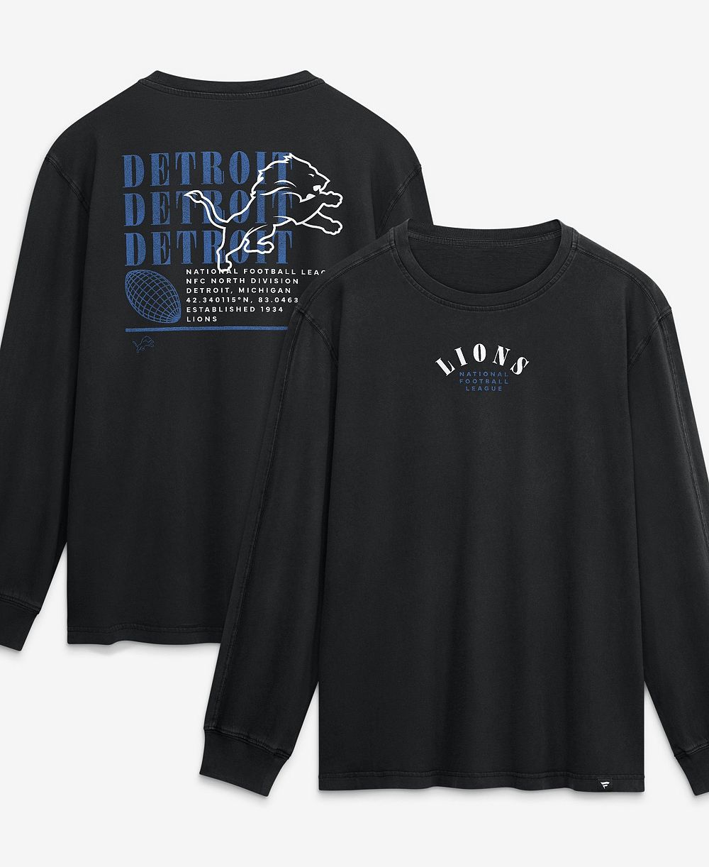 Fanatics мужская черная футболка Detroit Lions с длинным рукавом, свободный крой